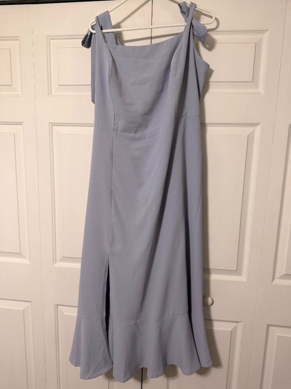 Luxedo Bow Shoulder Ties Tea Length Dress